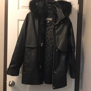 Black leather coat
